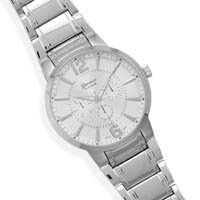 Men's Silver Tone Fashion Watch with Large Round Face