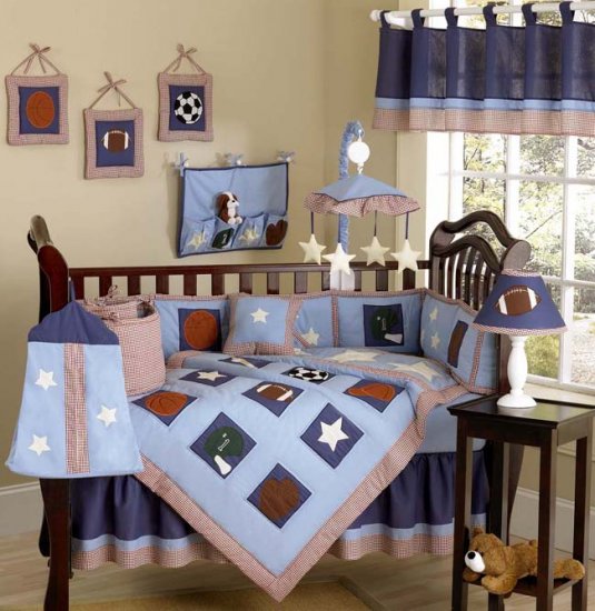 NEW SPORTS INFANT NURSERY BABY BOY BEDDING 9pc CRIB SET