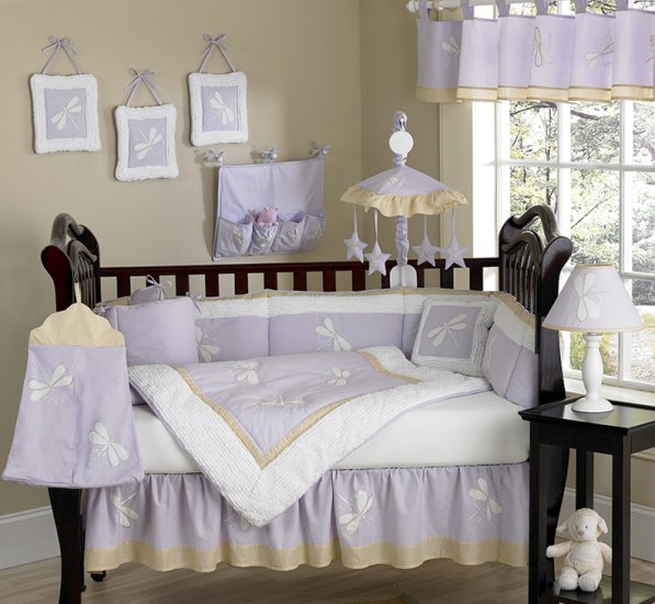 LAVENDER DRAGONFLY BABY INFANT CRIB BEDDING NURSERY SET