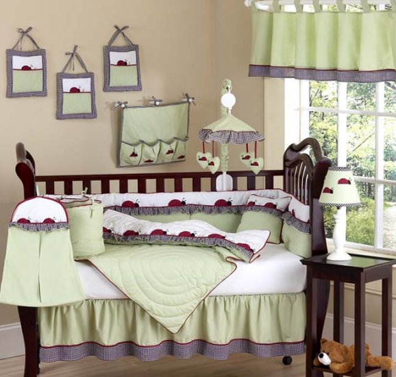 LADYBUG LADY BUG DESIGNER BABY BEDDING 9 pc CRIB SET