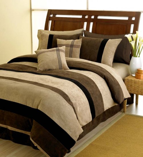 6 PC MICROSUEDE QUEEN DUVET COMFORTER COVER BEDDING SET