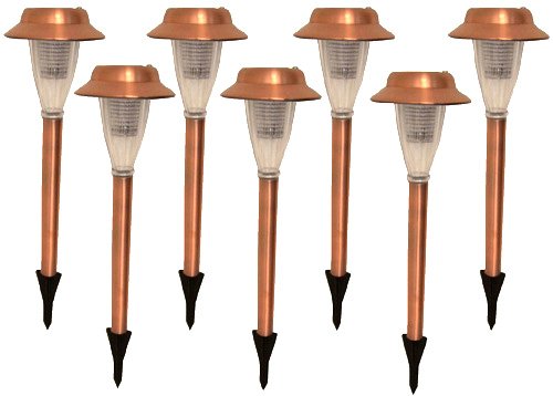 C2009 CASE OF 8 STAINLESS COPPER SOLAR LIGHTS OUTDOOR
