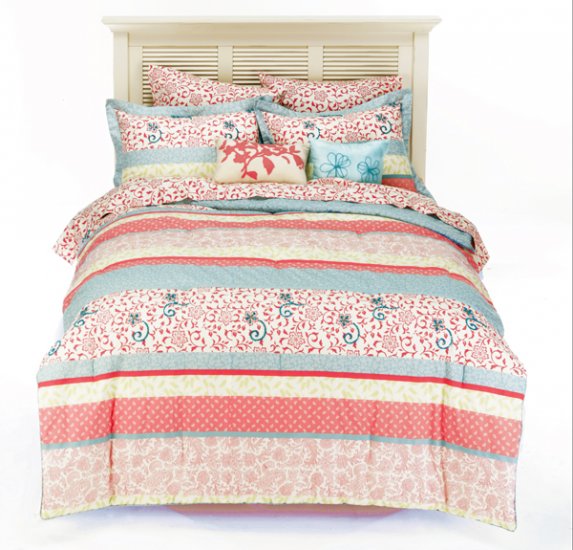 NEW Paisley Coral Textured Mini Bed Set - FULL SIZE