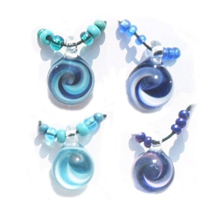 Handblown Spiral Glass Bead on Adjustable Cord Necklace