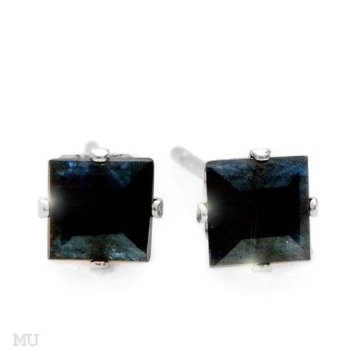 Genuine Sapphires Earrings Set in 10K Solid White Gold