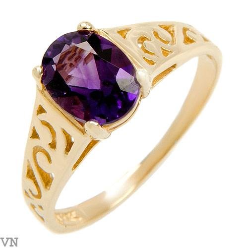 Beautiful Genuine Amethyst Ring Designed in10K Solid Yellow Gold