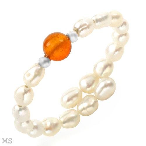 Genuine Carnelian and Freshwater Pearls Ring