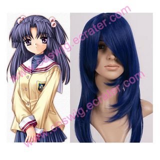 Blue 60cm CLANNAD-ICHINOSE KOTOMI Nylon Cosplay Wig