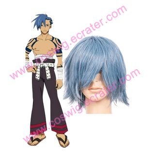 Light Blue Gurren Lagann kamina Nylon Halloween Cosplay wig