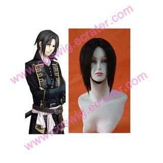 Black 35cm Hakuouki Shinsengumi Kitan Hijikata Toshizo Nylon Halloween Cosplay wig