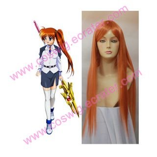 Mahou shoujo Magical Girl Lyrical Nanoha Takamachi Harlaown Halloween Cosplay Wig