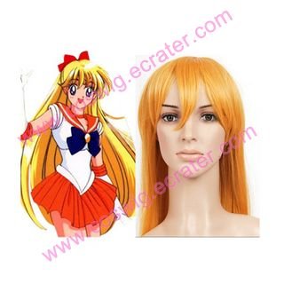 Golden 100cm Sailor Moon Minako Aino Nylon Halloween Cosplay Wig