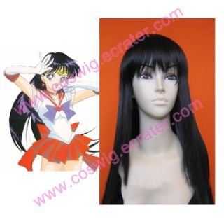 Sailor Moon Sailor Mars Raye Black Halloween Cosplay Wig