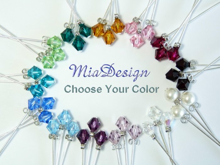 48 Swarovski 6mm Crystal / Pearl Stem Wedding Flower Bouquet Decoration (choose colors u want)