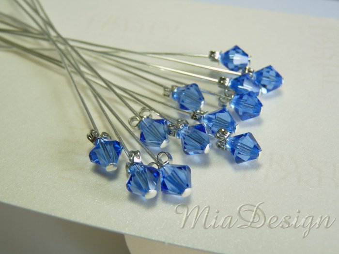 Swarovski Sapphire Crystal Stem for Wedding Bouquet Flower Decoration - Something Blue