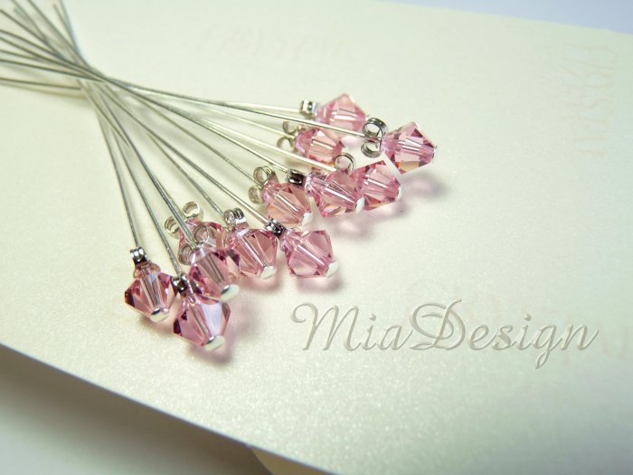 Swarovski Light Rose Crystal Stem for Wedding Bouquet Flower / Cake Topper Decoration