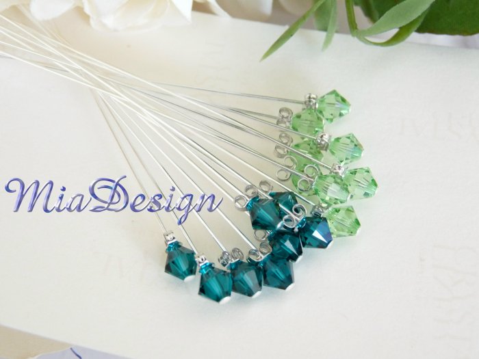 Swarovski Green Crystal Stem for Wedding Bouquet Flower / Cake Topper Decoration
