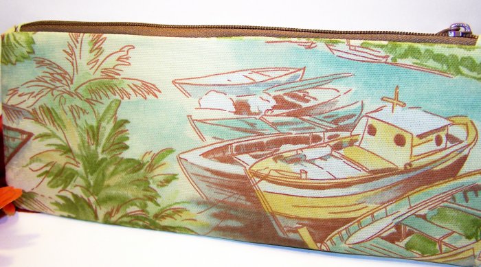 Seaside View Boat Design Zipper Coin Purse