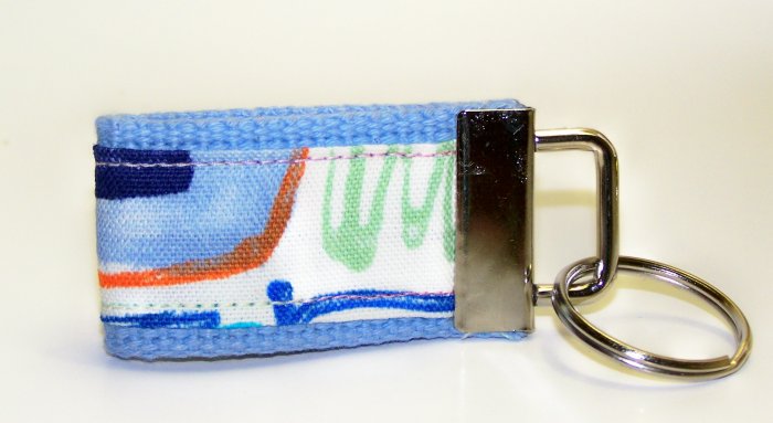 Light Blue with Rainbow Colors~Mini Finger Key FOB