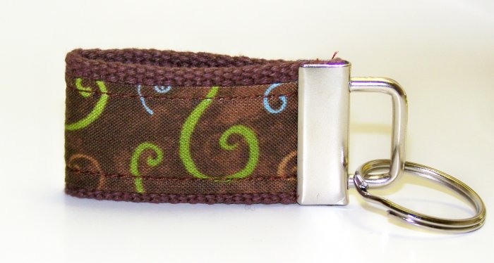 Chocolate Brown with Swirls Design~Mini Finger Key FOB