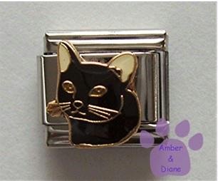Black Kitty Cat or Kitten Italian Charm