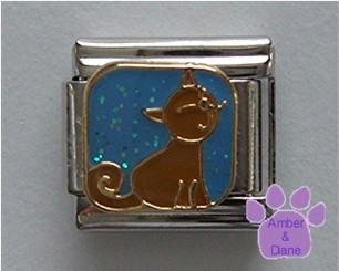 Brown cat against blue glitter sky Italian Charm