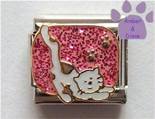 White spotted cat with paw prints Italian Charm