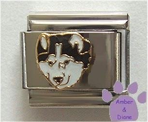 Gorgeous Black and White Husky Dog Italian Charm