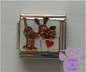 I Love My Dog and My Dog Loves Me Italian Charm with red heart