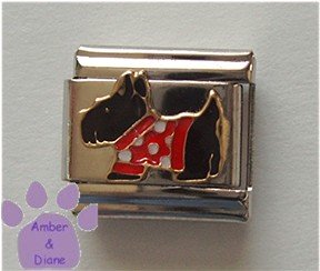Scottish Terrier Italian Charm Scottie Dog in Red Coat