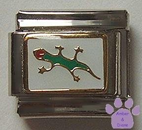 Gecko Lizard on White Background Italian Charm