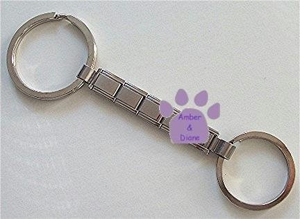 Shiny Silver Italian Charm Key Chain key loops both ends 2 sizes