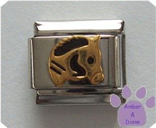 Horse's Head Italian Charm in Gold tone