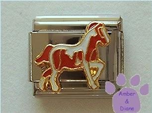 Pinto Pony Italian Charm, Brown and White Horse
