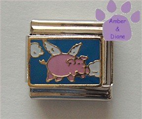 When Pigs Fly Italian Charm Pig with Wings Flying in Sky