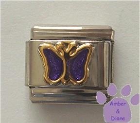 Amethyst Purple Glitter Butterfly Italian Charm for February