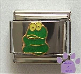 Green Coiled Snake Enamel Italian Charm Garden Snake
