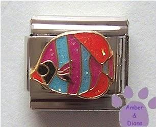 Colorful Tropical Glitter Fish Italian Charm