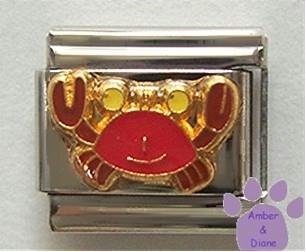 Cute Red Crab Enamel Italian Charm * Cancer Zodiac Sign *