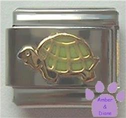 Cute Smiling Turtle Italian Charm with Pale Green Shell