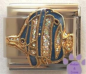 Tropical Angel Fish Italian Charm in Rainbow Glitter