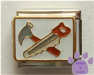 Hammer and Saw Italian Charm for Carpenter or Home Repair