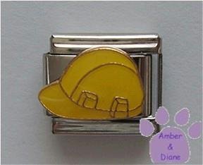 Yellow Hard Hat Italian Charm for Construction Work Site