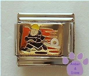 Fire Fighter Italian Charm - Fireman with Hose and Flames