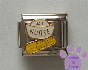 Italian Charm #1 NURSE with a Nurse's Cap and a Bandaid