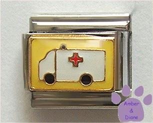Ambulance on Yellow background Italian Charm Paramedic or EMT
