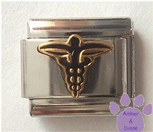 Black Caduceus Medical Symbol Italian Charm for Doctor or Nurse