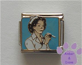Nurse Checking Thermometer Italian Charm RN