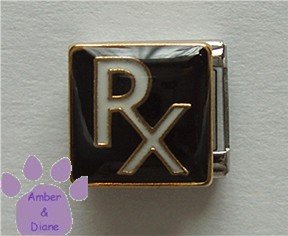 RX Prescription Symbol Italian Charm for Pharmacist Druggist