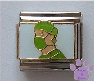 Surgeon or Doctor in Green Scrubs Italian Charm